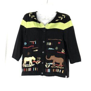 Onque Casual Safari Boxy Crop Jacket Tiger Elephant